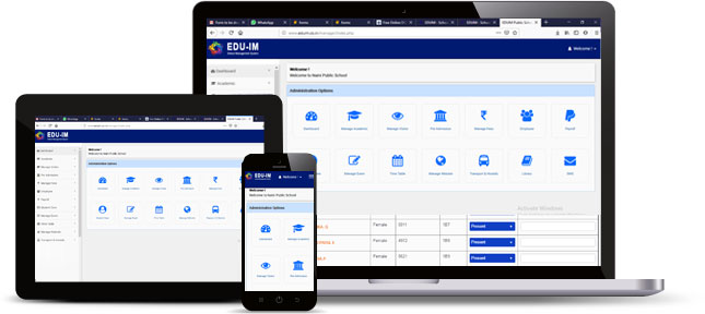 school management software dashboard